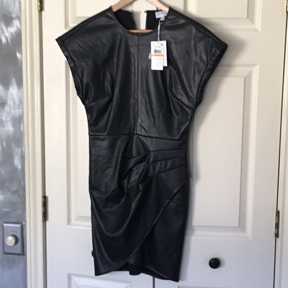 LUCY PARIS Audra Faux Leather Asymmetrical Mini Dress Size Small - Picture 5 of 11